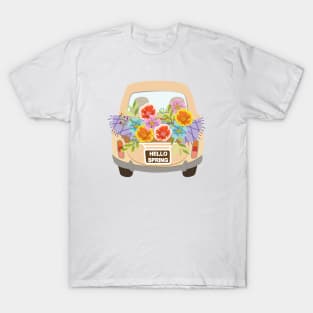 Hello Spring Vintage Floral Car T-Shirt